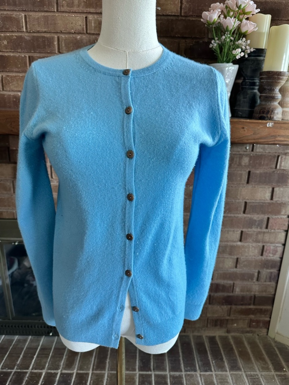 Lochmere Light Blue Cashmere Cardigan Sweater XS